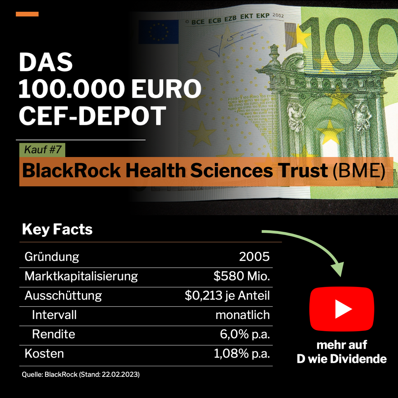 Instagram 100000 Euro CEF-Depot - 7. Kauf: BlackRock Health Sciences Trust (BME)